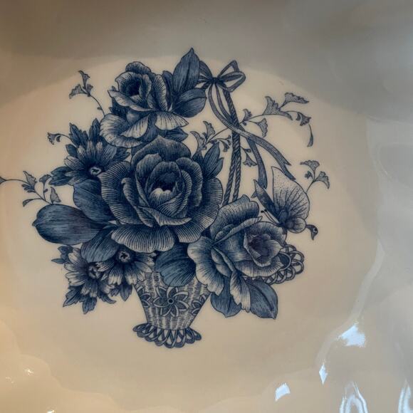 Palate & Plate Blue Rose Floral Porcelain Soup Bowls 8.5" Set 4 Shabby Chic NEW - Picture 3 of 8